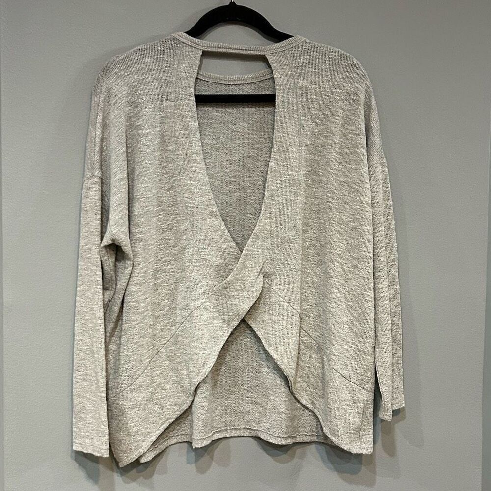 Talulah soft lightweight knit sweater gray open back size M